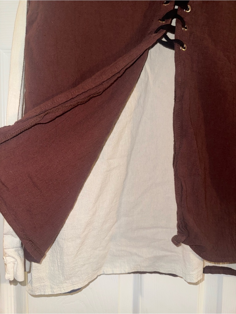 Cream Tavern Shirt with Brown Vest Overlay| (pit to pit): 20” - Picture 3 of 6